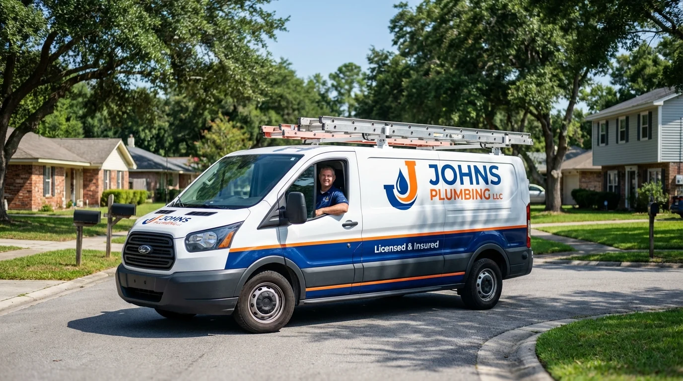 Johns Plumbing LLC service van in Richmond, MA
